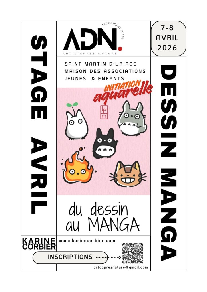 affiche du stage du dessin au manga initiation aquarelle
