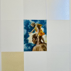 Détaille une copie de Nicolas Poussin réalisé par Karine Corbier sur un tableau de Denis Arino