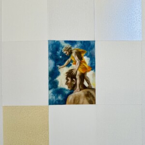 Détaille une copie de Nicolas Poussin réalisé par Karine Corbier sur un tableau de Denis Arino