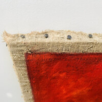 Monochrome rouge et lin - Peinture à l’huile sur toile de lin