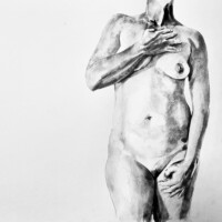La naissance de Vénus - Graphite aquarelle sur papier - Pose d’après la naissance de Vénus Boticceli