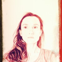 Autoportrait de Karine Corbier - Graphite et encres sur papier