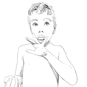 portrait au trait d'un jeune garçon style manga