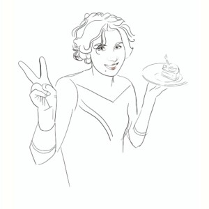 portrait au trait d'une jeune fille style manga