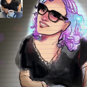 Portrait d'une femme style manga très coloré Les cheveux bleus sont très lumineux avec des étoiles qui brillent la photo comme modèle dans l'angle