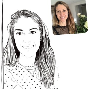 Portrait aux traits d'une jeune femme avec la photo modèle pour comparaison