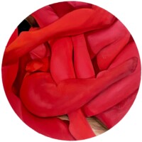 série pose
rouge peinture à l'huile sur toile collants rouges art